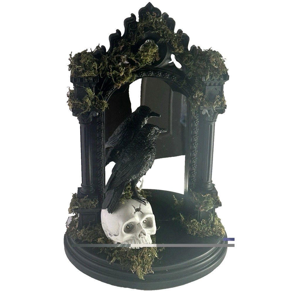 Christian Siriano LED Raven Skull Gothic Mirror Halloween Decor Lighted NWT